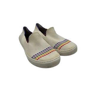 Rothy's The Kid White Rainbow Knit Slip On Sneaker Shoes Little Girl's Size US 1